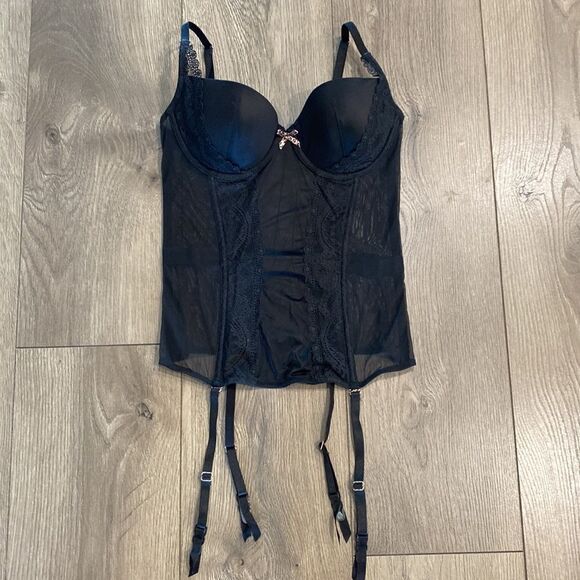 Victoria’s Secret 2011 Black Garter Corset Slip Size 36B - Picture 6 of 12